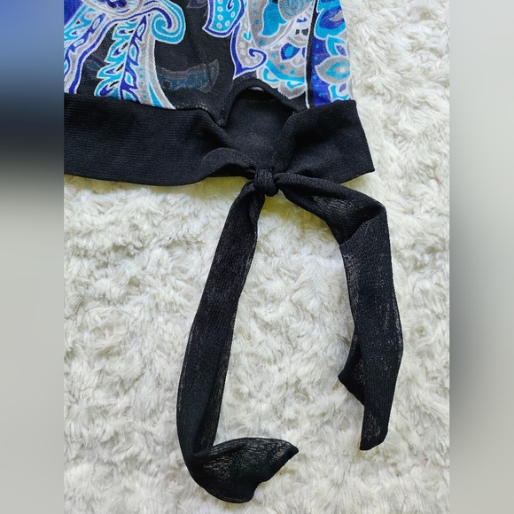 INC International Concepts Sheer Shirt Shell, Blue Black Paisley, Size XL - Picture 8 of 11